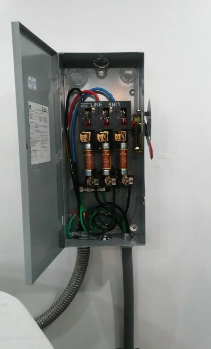 Three-phase disconnect switch installed for Electrical Wiring & Rewiring in Scott